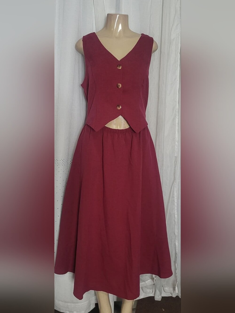 a new day Sleeveless V-Neck Midi Dress in Burgundy